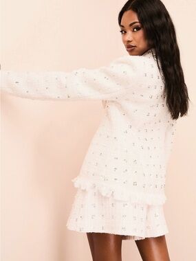 ASOS Ivory Sequin Tweed Blazer